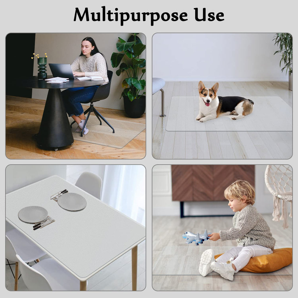 Blvornl Office Chair Mat for Hard Wood Floor, Sturdy Plastic Protector Floor Mat for Office Chair, Rectangle Transparent PVC Computer Hard Floor Chair Mat for Desk, Office, Home (Clear, 48 X 60in)
