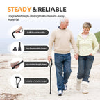 BeneCane Walking Cane for Men & Women Adjustable Cane with Offset Soft Cushioned Handle -Portable Lightweight Sturdy Mobility Walker Aid for Elderly, Seniors Collapsible Cane