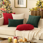 MIULEE Throw Pillow Covers Soft Corduroy Decorative Set of 2 Boho Striped Pillow Covers Pillowcases Farmhouse Home Decor for Christmas Couch Bed Sofa Living Room 12x20 Inch Cream White