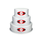 Fat Daddio's Anodized Aluminum 3-Tiered Round Cake Pan Set 3 Inch Depth, 4", 6", 8"