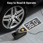 Inzeetor 150 PSI Tire Inflator Portable Air Compressor, 12V DC Auto Shutoff Air Pump with Digital Pressure Gauge and Emergency LED Light for Car Tires, Bicycle & Balloons, Black