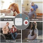 CallToU Caregiver Pager Wireless Call Button Smart Bell Alert System for Elderly Home Patient Seniors Nurse 4 Portable Waterproof Transmitters 1 Plugin Receiver