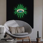 Abooly Evil Eyes Neon Signs for Wall Decor, Dimming LED Green Goth Eyes Neon Signs,USB Neon Wall Signs for Game Room Bedroom Man Cave Kids Room Party Christmas Gift(11.8x13in)