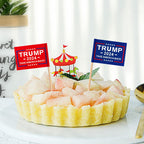 ZXvZYT Trump 2024 Flag Take America Back Flag Toothpick,Small Mini Donald Trump Cupcake Toppers Stick flags Decoration(50Pcs Blue and 50Pcs Red)