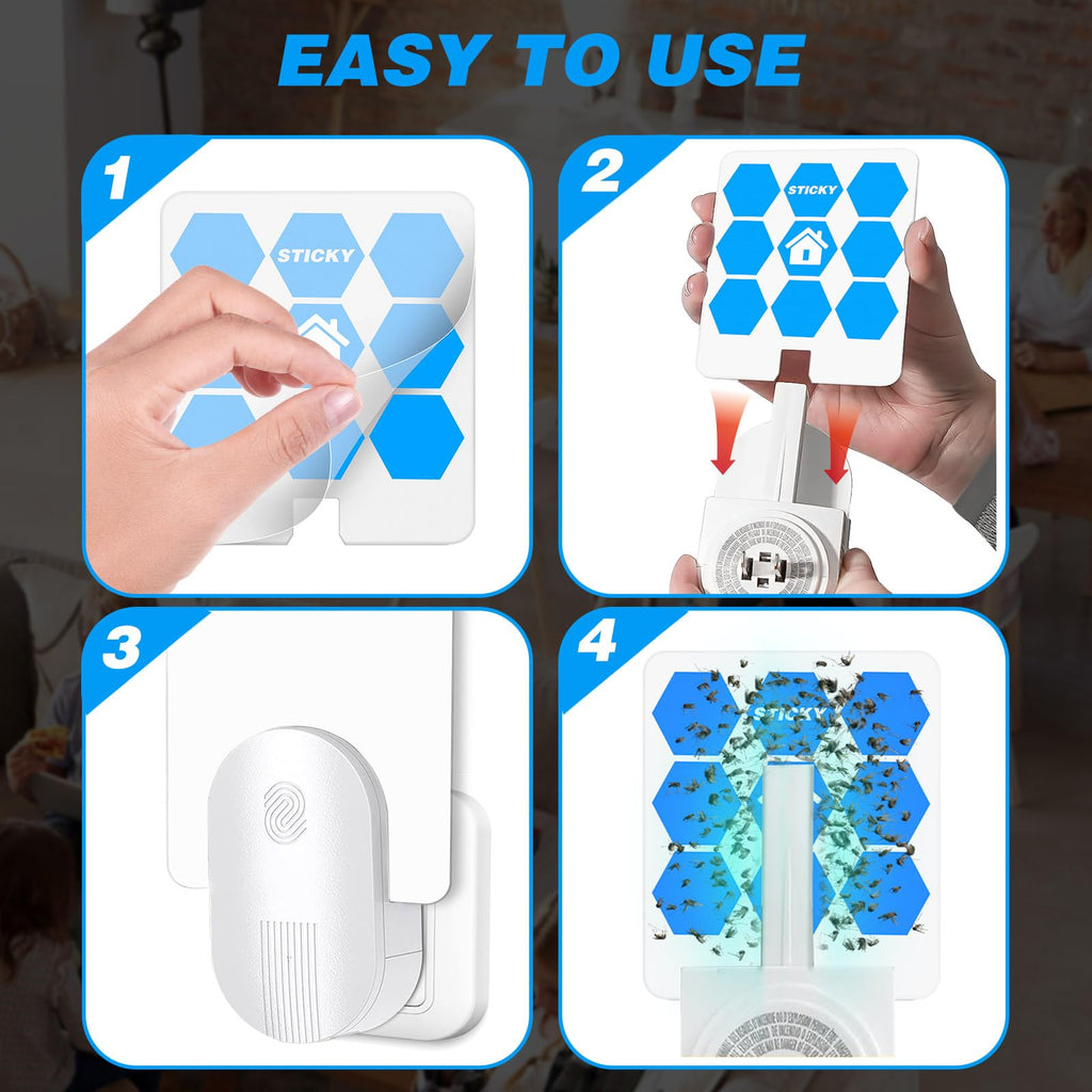 48 Pack Fly Traps Refills Glue Boards Compatible with Safer Home SH502 and Dynatrap DT3005W, Indoor Fluit Fly Plug-in Insect Trap Replacement Mosquito Sticky Cards