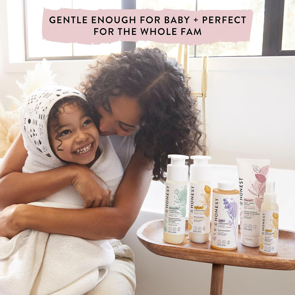 The Honest Company Baby Shampoo, Body Wash & Conditioner Duo, 2-in-1 Cleansing, Silicone-Free, Naturally Derived, Lavender Calm Scent, 20 fl oz