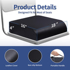 YOUFI Large Seat Cushion, 4 Inch Thick Memory Foam PU Leather Cushion for Sciatica, Hip, Low Back Pain Relief, Supportive Butt Pillow for Office Chair, Wheelchair