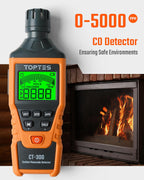 TopTes CT-300 Portable Carbon Monoxide Detector, CO Detector with Audible & Visual Alarm, 0-5000PPM, CO Alarm, Backlit LCD Screen, for Home, Car, Camping& Travel (Includes Battery x3) - Orange