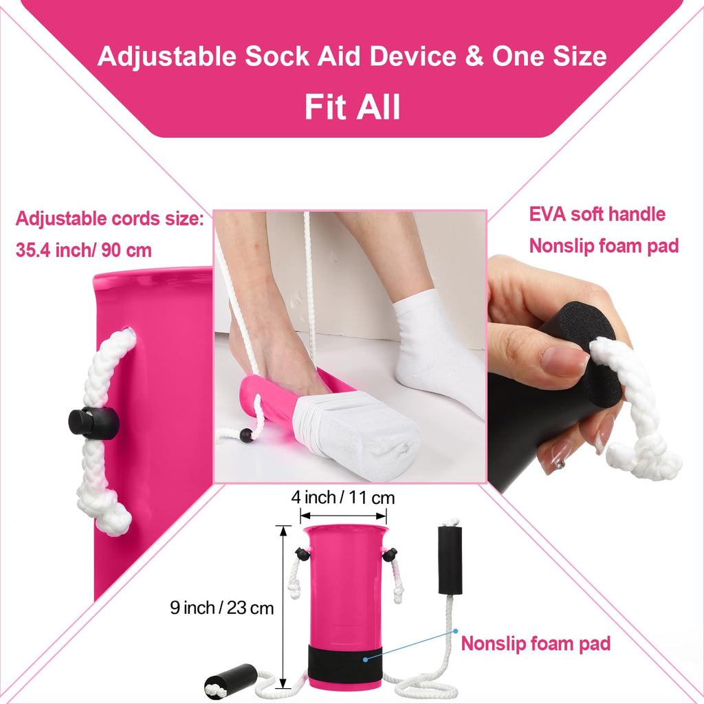 10 Pcs Hip Replacement Kit with Leg Lifter Hip Back Knee Replacement Recovery Aids for Seniors Pregnant, 32" Foldable Magnetic Grabber Sock Assistant Device Shoe Horn Dressing Stick Bath Sponge
