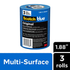 ScotchBlue Original Multi-Surface Painters Tape, 2 Inch Wide (1.88 in. x 60 Yds), 3 Rolls, Blue Paint Tape Protects Surfaces and Removes Easily, Masking Tapes for Indoor and Outdoor Use (2090-48EP3)