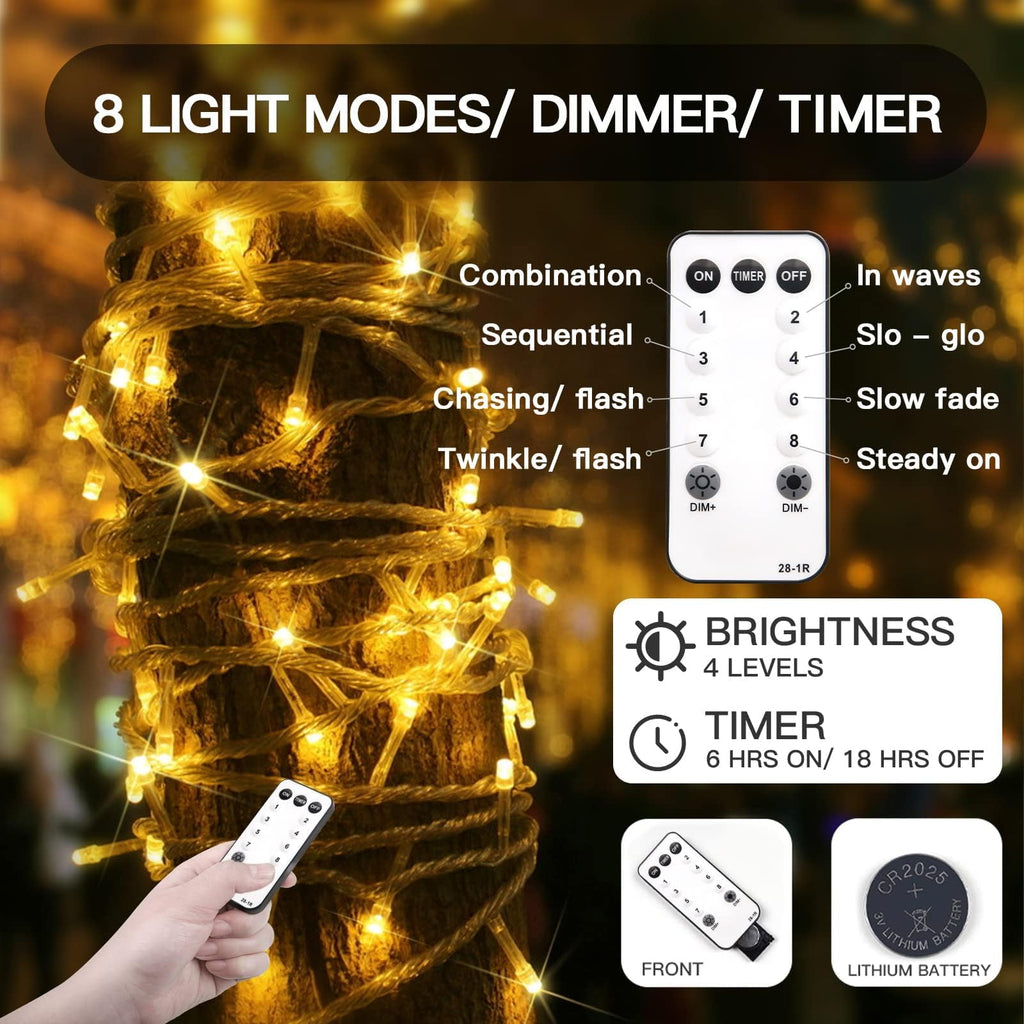 suddus 300 Led Christmas Lights Outdoor, 99ft Christmas Tree Lights Connectable, Warm White Christmas Lights Indoor for Xmas Holiday Yard Party Porch Holiday Lights Decor