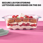 Pyrex Deep Glass Baking Dish with Plastic Lid, Deep Casserole Dish, Glass Food Container, Oven, Freezer and Microwave Safe, Clear Container, 8x8