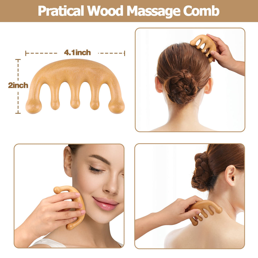 ANG TIAC Wood Therapy Massage Tools, Lymphatic Drainage Massager Maderoterapia Kit Body Sculpting Tools Wood Therapy Tools for Muscle Release,Anti-Cellulite,Body Sculpting and Contouring (6 in 1)