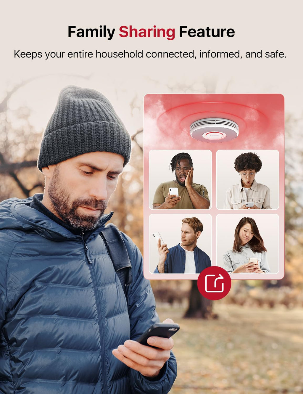 X-Sense Smart Smoke Detector with Voice Alerts and 17 Locations, Wi-Fi Smoke Alarm with SBS50 Base Station, Test from APP, Wireless Interconnected Fire Alarm, Model XS0B-MR31