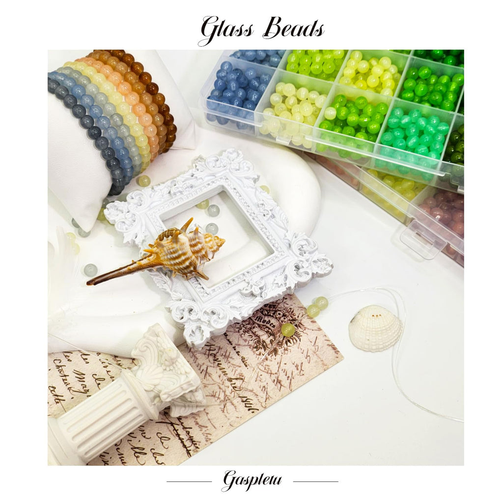 Gaspletu 2600PCS 6mm Glass Beads for Jewelry Making, 48 Colors Crystal Beads Bracelets Making Kit, Christmas Colors 2 Box Round Beads Suitable for Beginners
