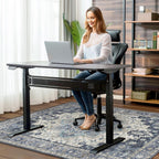 48"x60" Office Chair Mat for Hardwood Tile Floor, Under Desk Carpet Protector for Rolling Computer Chair Mat, Machine Washable Area Rug, Anti-Slip 1/5" Thick Low Pile Thin Vinyl Floor Mat, Navy