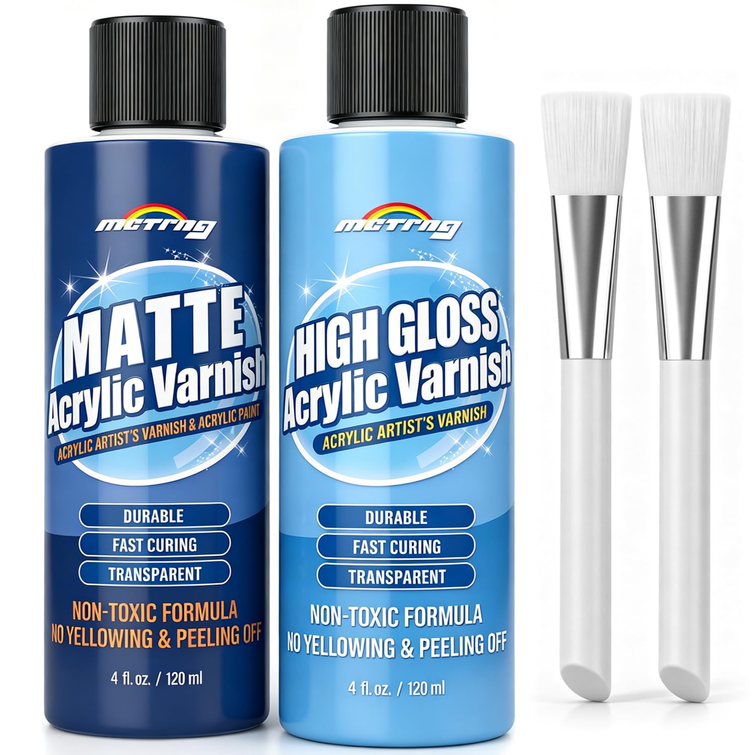 Clear Acrylic Paint Sealer, Gloss & Matte Varnish for Acrylic Painting & Crafts, Non-Yellow Clear Coat for Clay, Wood, Glass, Metal, Plastic, Protect & Boost Gloss on Canvas, Rock Painting & Model