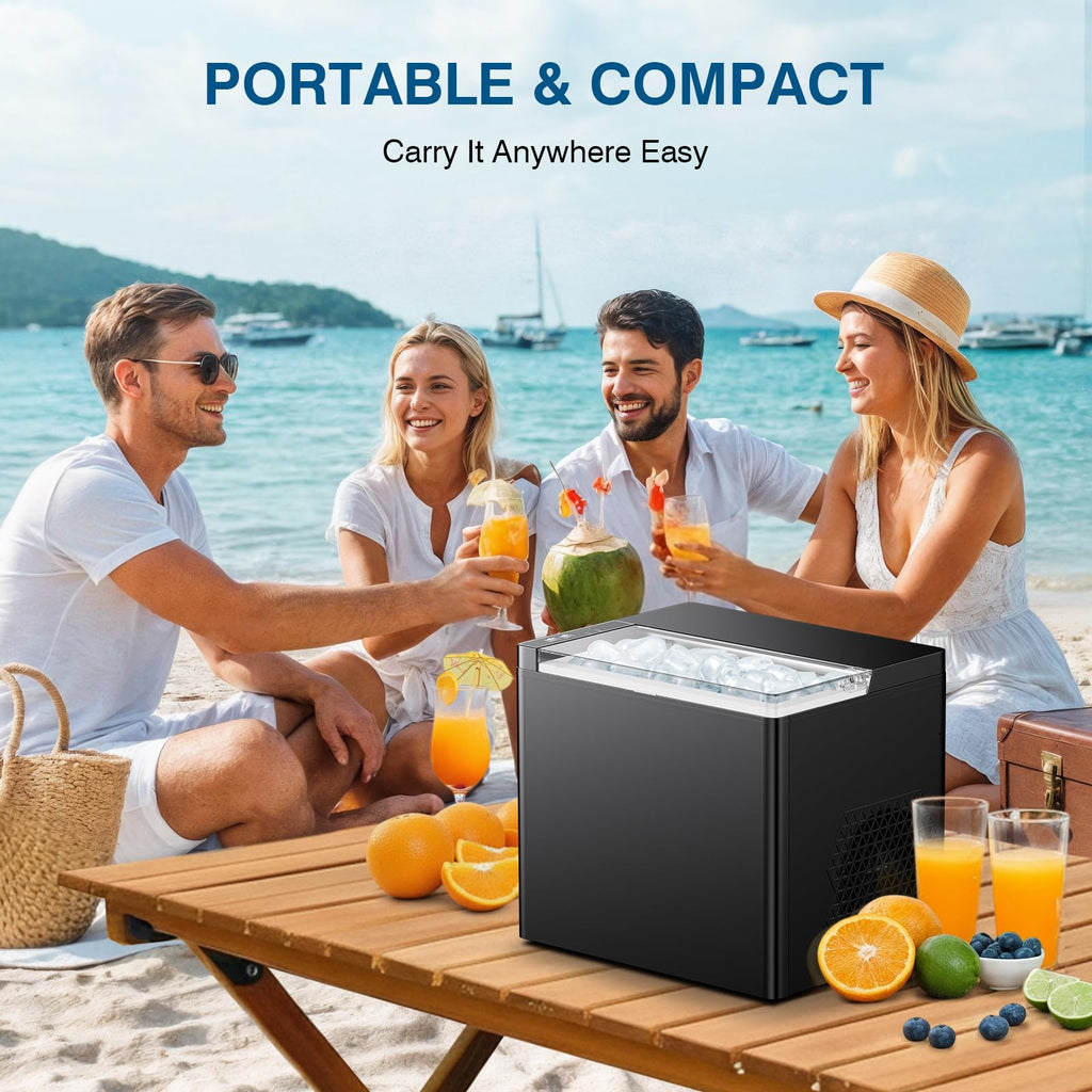 Ice Makers Countertop, 9 Ice Cubes in 6 Mins Portable Ice Maker, 2 Sizes of Bullet Ice (S/L) Small Ice Machine for Home Kitchen Camping (Raven)