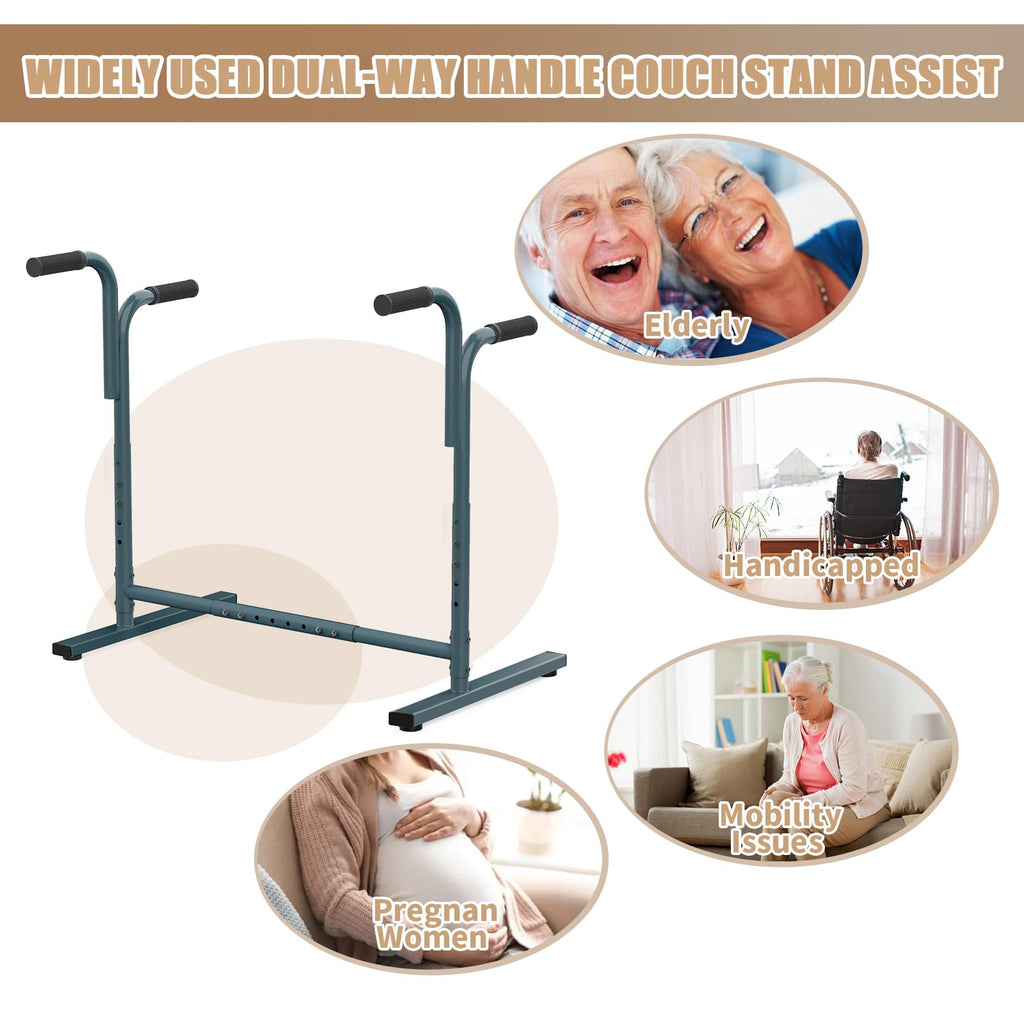 Adjustable Dual-way Handles Couch Chair Stand Assist for Seniors, Standing aid & Support Device, Chair Lift Assist Device for Elderly Mobility & Daily Living Stand to Sit(300LBs Loading, Dark Gray)