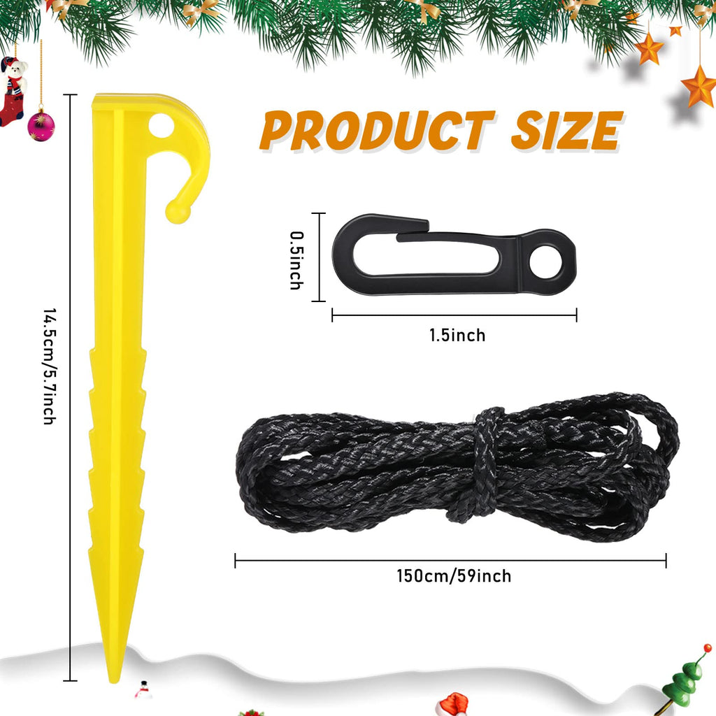 Inflatable Stakes and Tethers, Include Plastic Tent Stake, Tether with Hook Inflatable Spikes Christmas Halloween Holiday Party Decoration Accessories for Garden Yard Home Lawn Yellow (72 Pieces)