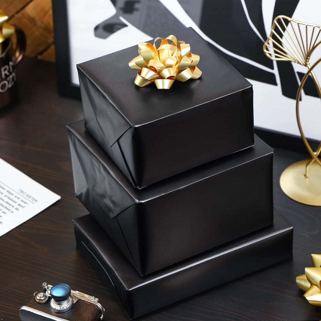 RUSPEPA Black Metallic Wrapping Paper - Solid Color Matte Paper Perfect for Wedding, Birthday, Christmas, Baby Shower - 17.5 Inches X 65.6 Feet