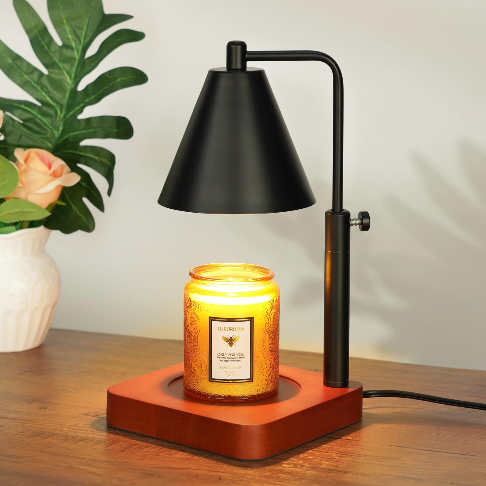 Modern Candle Warmer Lamp with Timer, Black Candle Lamp Warmer for Jar Candle, Women Gifts for Christmas, Adjustable Metal Candle Lamp Dimmable, Mom Xmas Gift Ideas, Home Decor for Bedroom Living Room