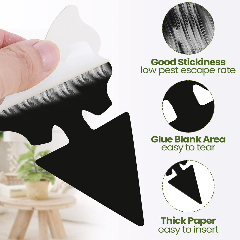 200 Sheets Fruit Fly Traps Sticky Traps for Fruit Fly Gnat Trap for House Indoors Sticky Traps Catcher for Gnats Fungus Gnats Mosquito Catcher Traps for Kitchen Outdoor Plants (Black)