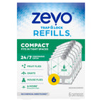 Zevo Compact Flying Insect Trap Official Refill Cartridges - Fits Zevo Compact & Plant Indoor Plug-in Trap, Authentic Trap + Lock Technology to Catch Gnats, House & Fruit Flies (6 Official Refills)