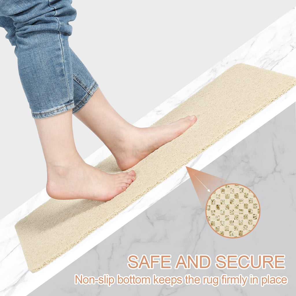 Joyhalo Shower Mats for Showers Anti Slip for Elderly, 17'' x 24'' Non Slip Bath Mat for Inside Shower, Bath Tub Mats for Bathroom Non Slip for Shower, PVC Loofah Bathroom Mats, Beige