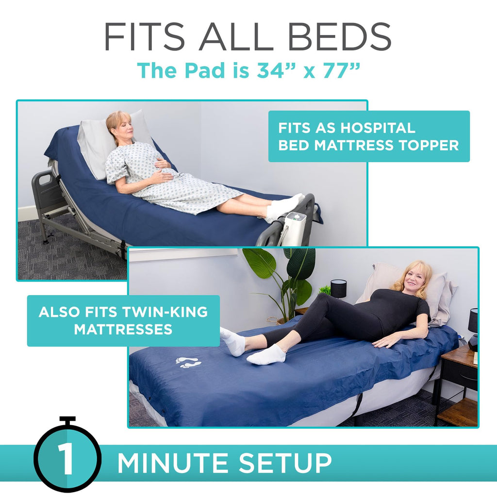 Vive 5" Alternating Pressure Mattress - Air Topper Pad for Bed Sore, Ulcer Prevention, Bedridden Treatment - Inflatable, Quiet Alternative Cover - Fits Hospital Bed - Includes Electric Pump System