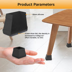 16 PCS Square Chair Leg Floor Protector, Silicone Chair Leg Cover, Furniture Leg Protectors with Felt, Mobile Table Leg pad, Protect The Floor from Scratches.1 1/2 in Black.