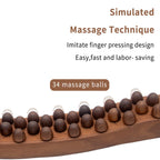 Goodtar Guasha Wood Stick Tools Wooden Therapy Scraping Lymphatic Drainage Massager, Double Row 34 Beads Point Treatment Gua Sha Tools for Back Leg (34 Beads)
