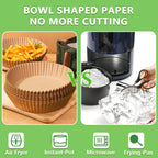 200PCS Air Fryer Liners Disposable: Round 7.9 Inch Non-Stick Airfryer Paper Liners - Food Grade Parchment Paper for 5 6 7 8 QT Air Fryer Baking and Roasting - Waterproof and OilProof (10 Inch on Top)