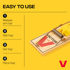 Victor M035-12 Plastic Pedal Easy Set Sustainably Sourced FSC Wood Snap Mouse Trap - 12 Traps