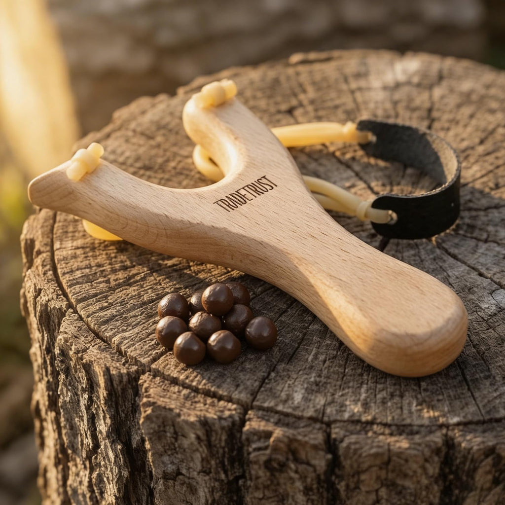 Slingshots for Adults, Durable Wooden Slingshot with 100 Dissolvable Clay Balls for Outdoor, Funny Christmas Birthday Gift for Men and Women