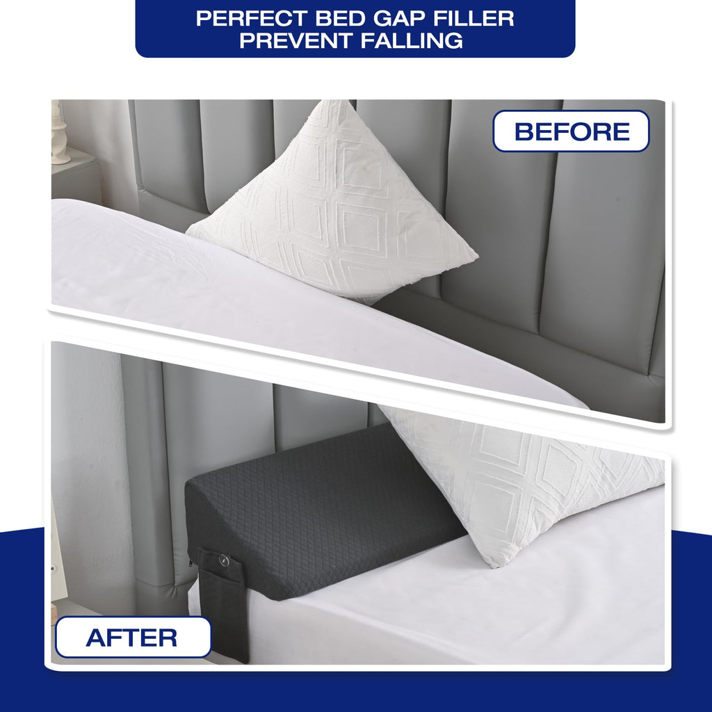 Queen Size Bed Wedge Pillow for Headboard Gap Filler, Long Triangle Wedges Bolster Nora Pillows for Sleep,Between Mattress and Headboards,Must Have Home Essentials,Bedding Sets Collections Beds Decor