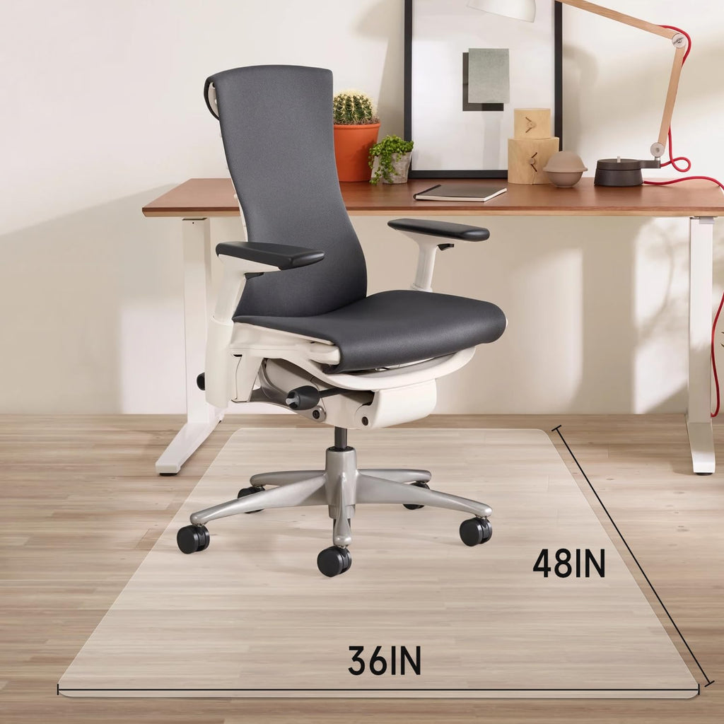 SHAREWIN Office Chair Mat for Hardwood Floor, 48"×36" Transparent Home Floor Protector Mat for Rolling Chairs, Anti-Slip Plastic Under Desk Computer Mats Easy Glide on Hard Floors, Rectangle