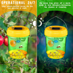 6 Pack Wasp Traps Outdoor Hanging Fly Traps with UV LED Light Solar Powered Hornet Trap Non-Toxic Reusable Hornet Traps Wasp Killer for Indoor Outdoor Patio Garden Home (Green)