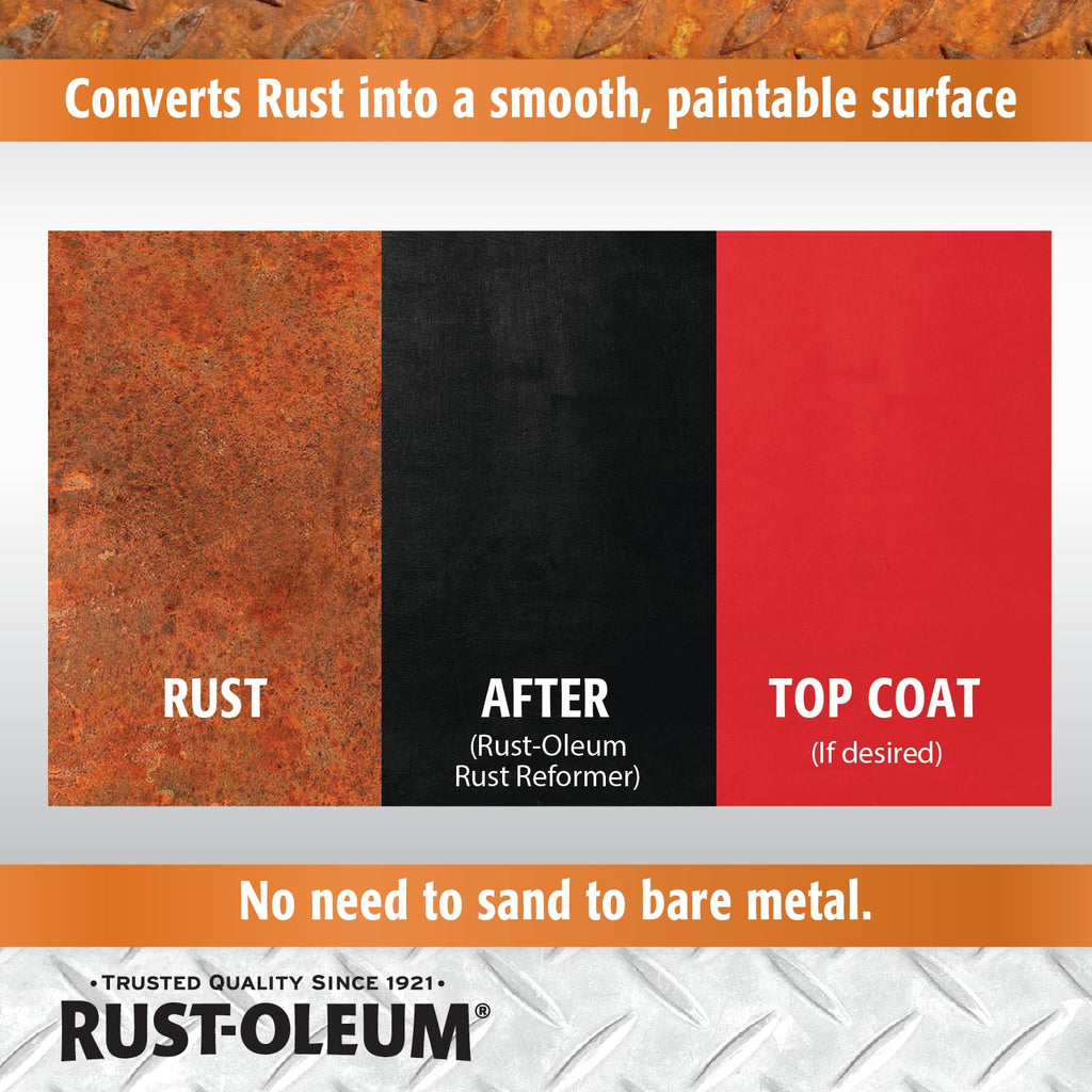 Stops Rust Reformer Spray, Instantly Converts Rust to a Protected Paintable Surface, No Bare Metal Sanding Required, Black, 10.25 oz