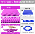 Plus Size Gel Seat Cushion for Long Sitting, Extra Large and Thick Seat Cushion, Back, Hip, Sciatica, Tailbone Pain Relief Cushion for Office Chairs, Wheelchairs, Cars, Stadium.(Rose Pink)