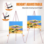 Easel Stand for Display, Aredy 63" Portable Painting Easel, Lightweight Metal Easels for Painting Canvas, Wedding Sign (2 Pack, Pink)