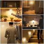 Guankai 8 Pack Motion Sensor Stair Light for Indoor, Battery Operated Closet Lights, Wireless Stick on Anywhere Hallway Lamp, Portable Led Night Lamps for Bedroom Under Cabinet Kitchen