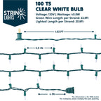 Joiedomi Clear Christmas Lights Outdoor, 300(3x100) Counts 67.5FT Christmas Tree Lights Indoor, Warm White String Lights, Green Wire Xmas Lights Decorations for Holiday Event Wedding Party Decor