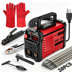 Hpoouo 200Amp 20PCS Rods Stick Welder, Super MINI Portable Welding Machine, IGBT Inverter Welder Machine 110V with Hot Start Arc Force Anti-Stick, for 1/16"-1/8" Rod ARC Welder, 2 Chip Hammers (Red)