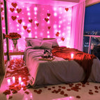 JMEXSUSS 300 LED Remote Control Pink Curtain Lights, 8 Modes Pink Christmas Lights Indoor, Pink String Lights for Bedroom Window Wall Party Backdrop Valentine Xmas Decorations (9.8x9.8ft)