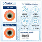 Pleatco PAP150-EC Pool Filter Cartridge Replacement for Unicel: C-9415, Filbur: FC-0687, OEM Part Numbers: R173216, 59054300, White