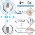 Shower Handle 2 Packs Grab Bars for Bathtubs & Showers, 12 inch Grab Bars for Bathroom with Strong Hold Suction Cup, Balance Bar Safety Hand Rail for Injury, Senior, Elderly Grey