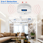 2 Pack Smoke and Carbon Monoxide Detector,Smoke Detector Carbon Monoxide Detector Combo with Batteries,Fire Alarm Smoke Detector with Test Button and Digital Display