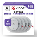 Kidde Hardwired Smoke & Carbon Monoxide Detector, 10-Year Battery Backup, Voice Alerts, Interconnectable LED Warning Light Indicators, 4 Pack
