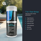 AquaDoc 7-in-1 Spa & Hot Tub Test Strips - 200 Pool Test Strips for pH, Chlorine, Hardness, Bromine, Cyanuric Acid, Alkalinity